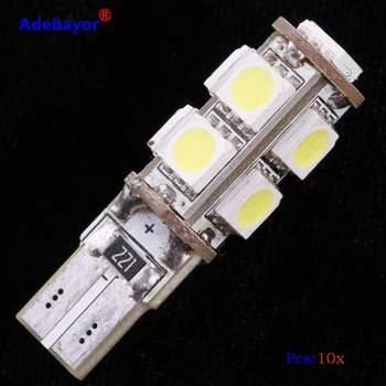 

10 pcs T10 9 SMD 5050 led Bulb CANBUS Error Free Interior Car 194 W5W 5 LED Wedge Side Light Lamp white blue red pink ice blue