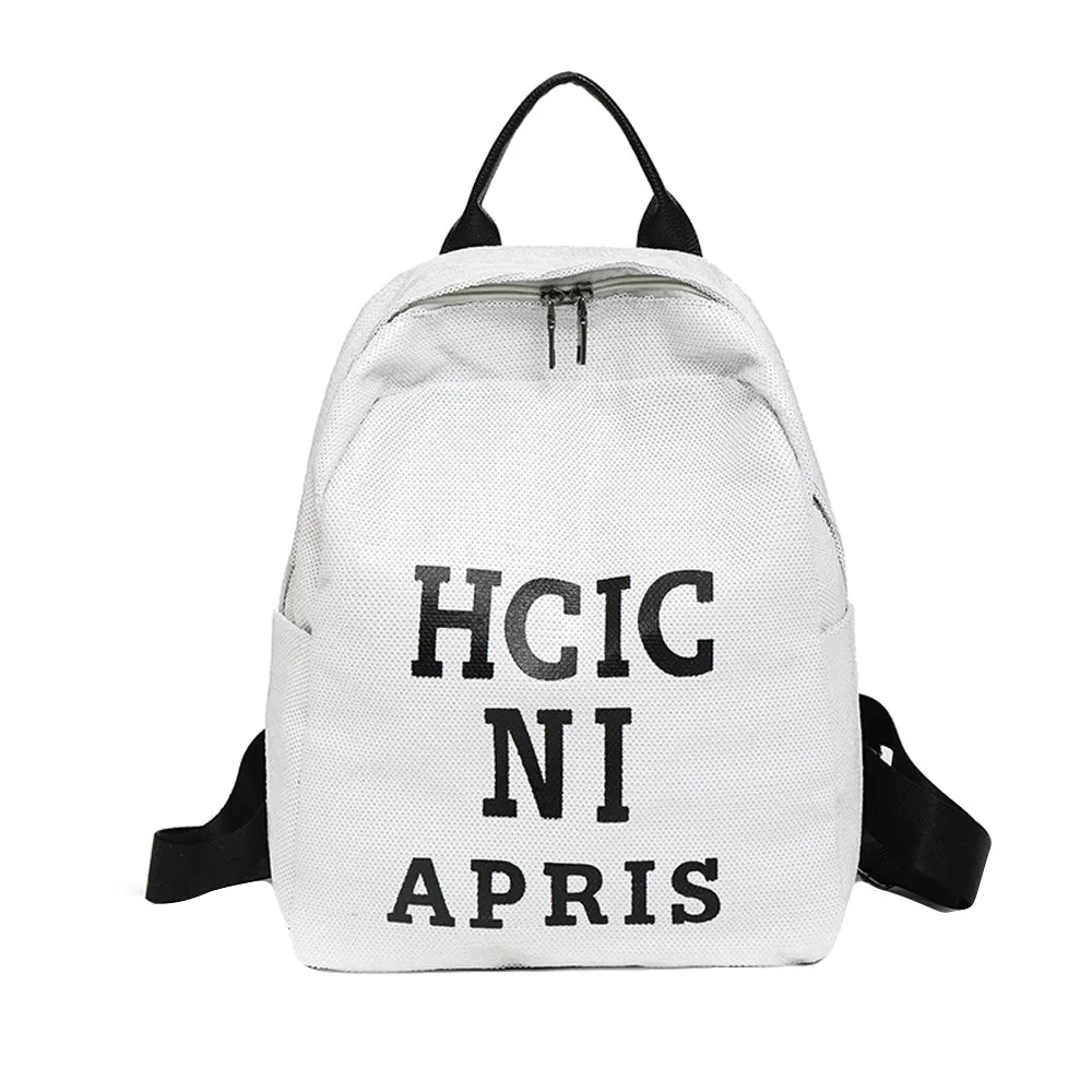 Женские рюкзаки, модная школьная сумка с буквенным принтом, кожаный рюкзак, рюкзак для девочек-подростков, стильный рюкзак с блестками, дорожная сумка Harajuku - Цвет: D
