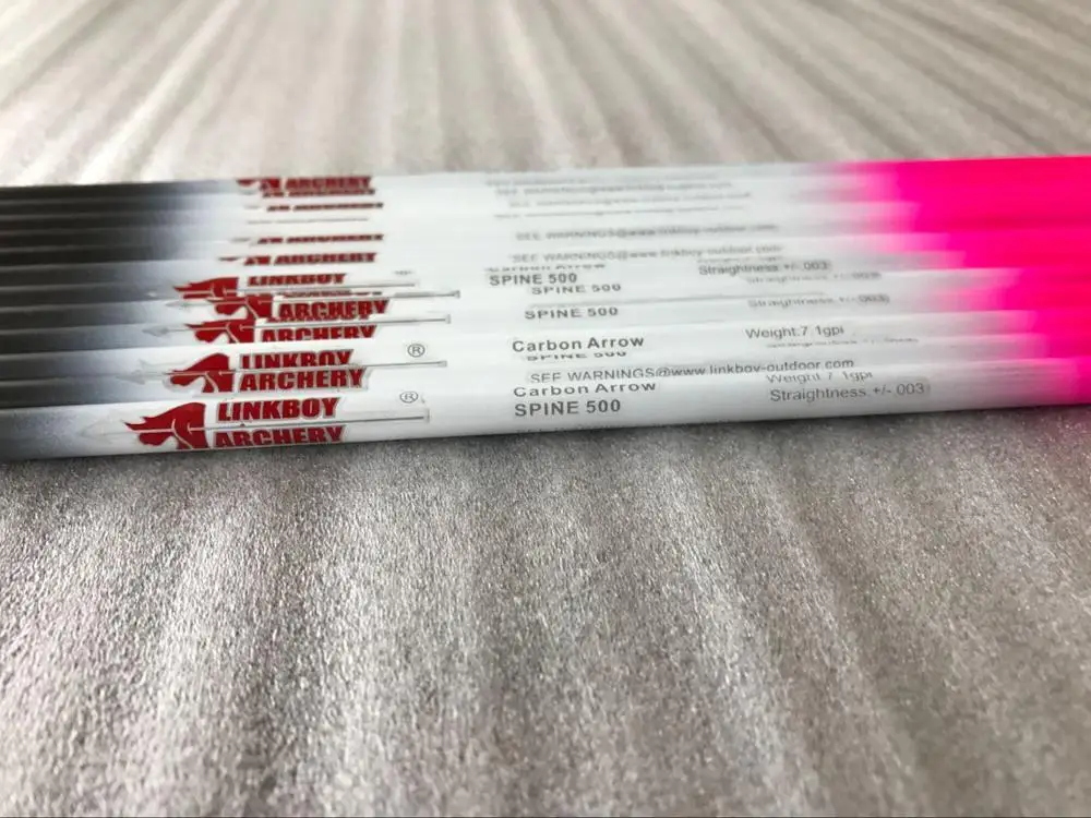 12 шт. стрелы из чистого углерода длина 30 дюймов диаметр 6,2 мм в розовом/желтом/зеленом/синем цвете для DIY стрельбы из лука и охоты - Цвет: Spine 400 Pink