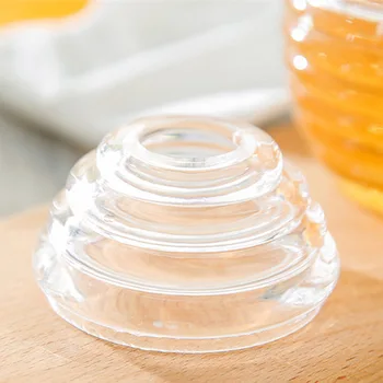 

Honey Pot Clear Jar with Dipper Lid Beehive Style for Home Kitchen FPing