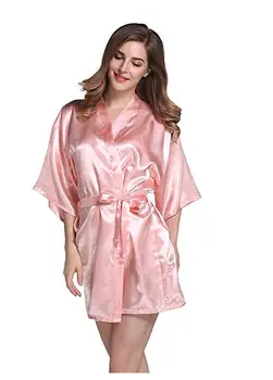 Abito da sposa in raso di seta da sposa, damigella d'onore, accappatoio floreale, corto, kimono, abito da notte, accappatoio, vestaglia di moda per le donne 1