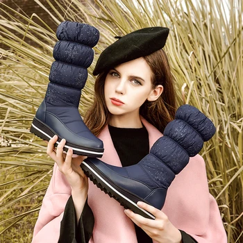 

Warm Winter Boots Women Boots 2018 New Rain Boots Waterproof Women Shoes Snow Boots Fashion Mother Shoes Solid Ladies Shoes