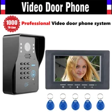 7 Inch Screen Video Door Phone Intercom System 1000TVL Password Code Keypad Camera 5pcs ID Card Video Doorbell Kit