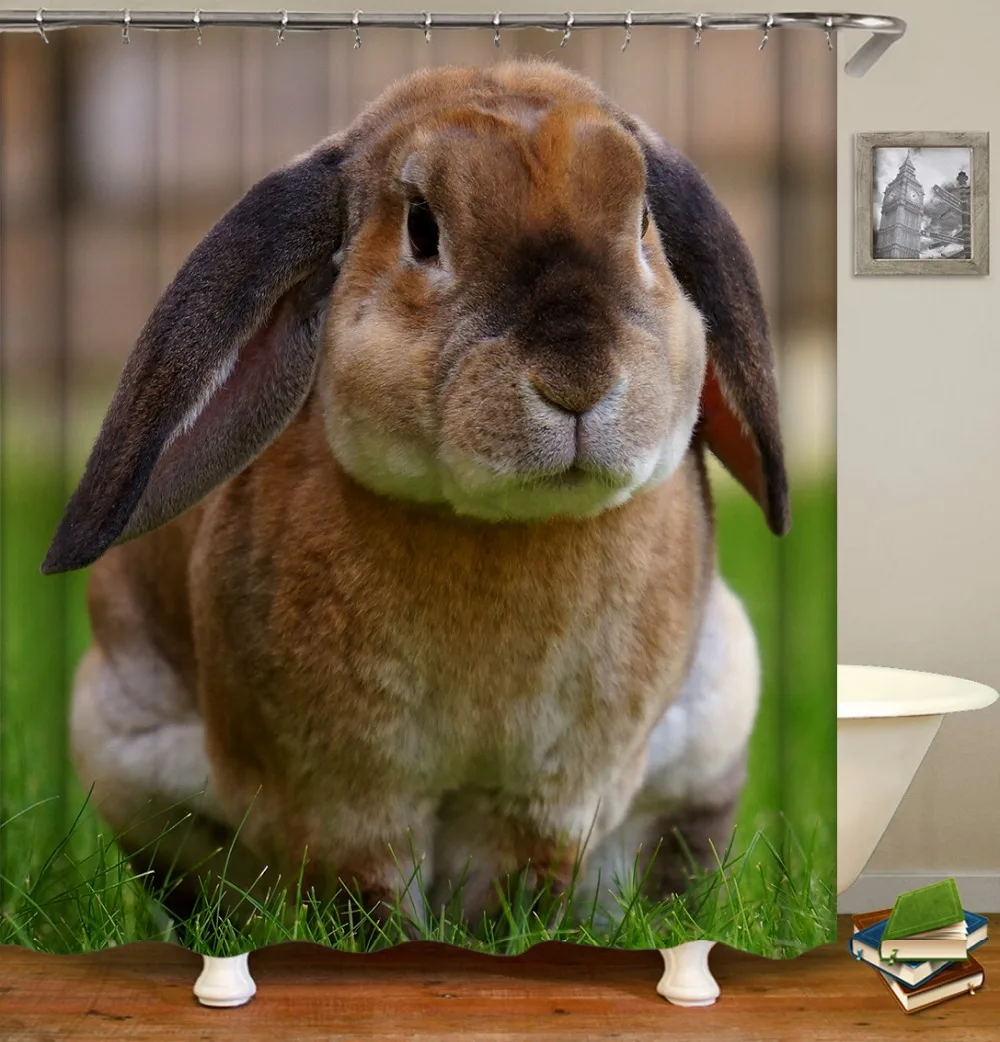 

Rabbit Animal printing bathroom shower curtains waterproof fabric shower curtain Polyester shower curtain