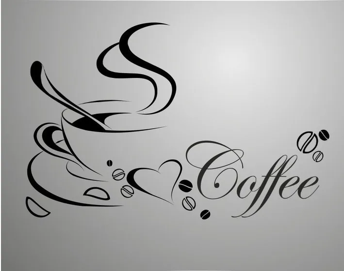 

Fast shipping Coffee cup, vinyl quote removable wall Stickers, DIY home decor wall art MURAL