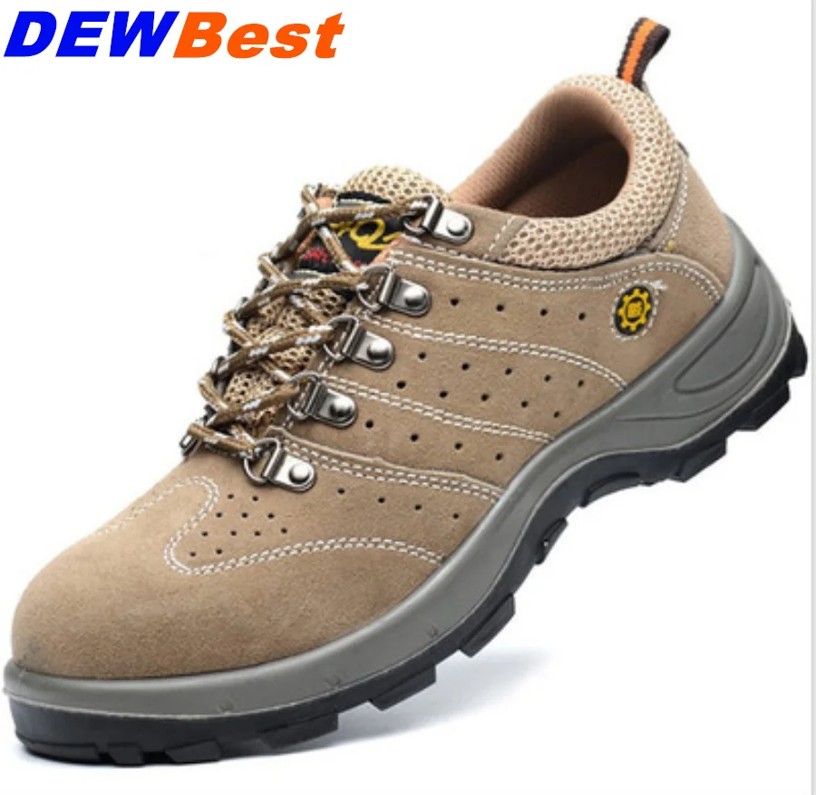 

DEWBEST Autumn season Work Shoes Men Fashion Mesh Breathable Steel Toe Casual Boots Labor Insurance Mens Safety Shoes