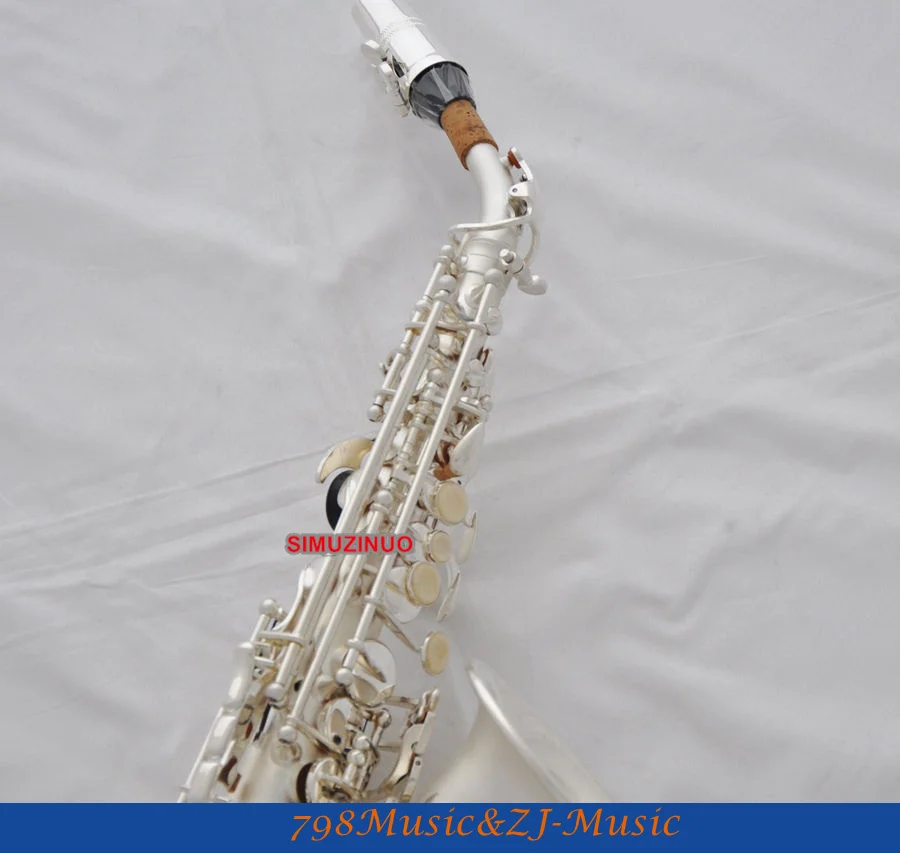Профессиональный Новый изогнутый саксофон сопрано атласные серебряные Sax