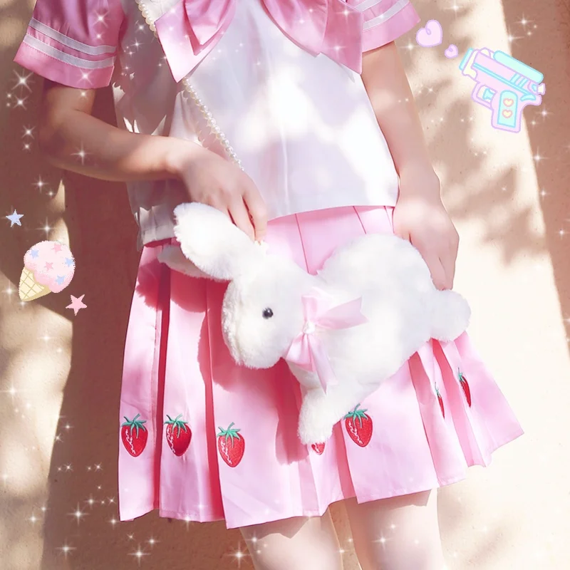 

Japanese Mori Girl Rabbit Cross Body Bags Cute Lolita Style Shoulder Tote Sweet Plush Crossbody Bag