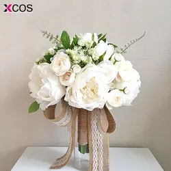 Новый 2018 Ivory Rose невесты Свадебные аксессуары Пена Цветы Роза свадебный букет, свадебный букет искусственных de noiva