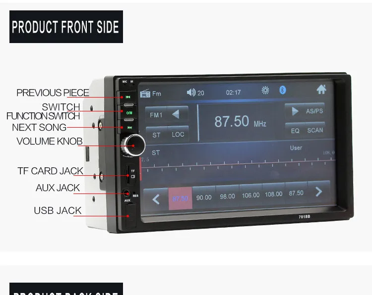Высокое качество Универсальный HD 7 дюймов автомобиль MP4 автомобиль MP5 Bluetooth Hands-free Реверсивный приоритет карты радио дисплей