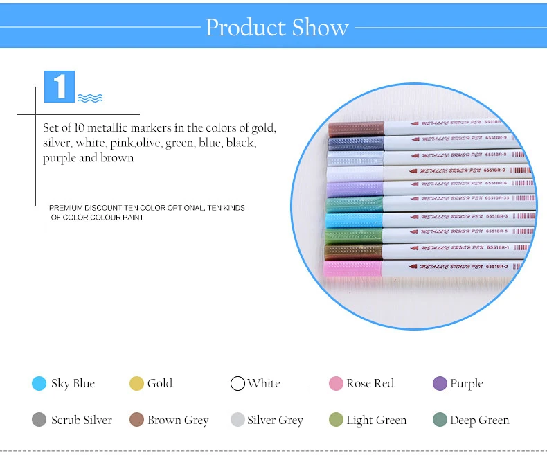 STA 10 цветов/коробка 1-2 мм металлический маркер ручка для поделок, скрапбукинга мягкая ручка художественные маркеры для канцелярских принадлежностей школьные принадлежности