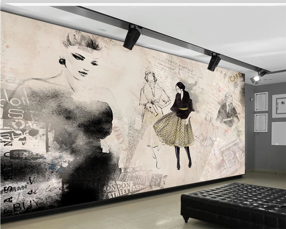 

beibehang Custom wallpaper watercolor hand painted beautiful clothing store background wall living room bedroom 3d wallpaper