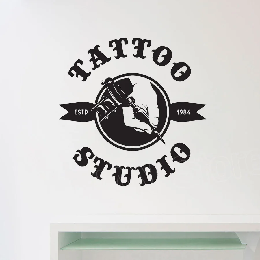 Tattoo Machine Tattoo Salon Logo Vinyl Decal Mural Removable Studio Wall  Decor Window Stickers Self Adhesive Wallpaper D470 _ - AliExpress Mobile