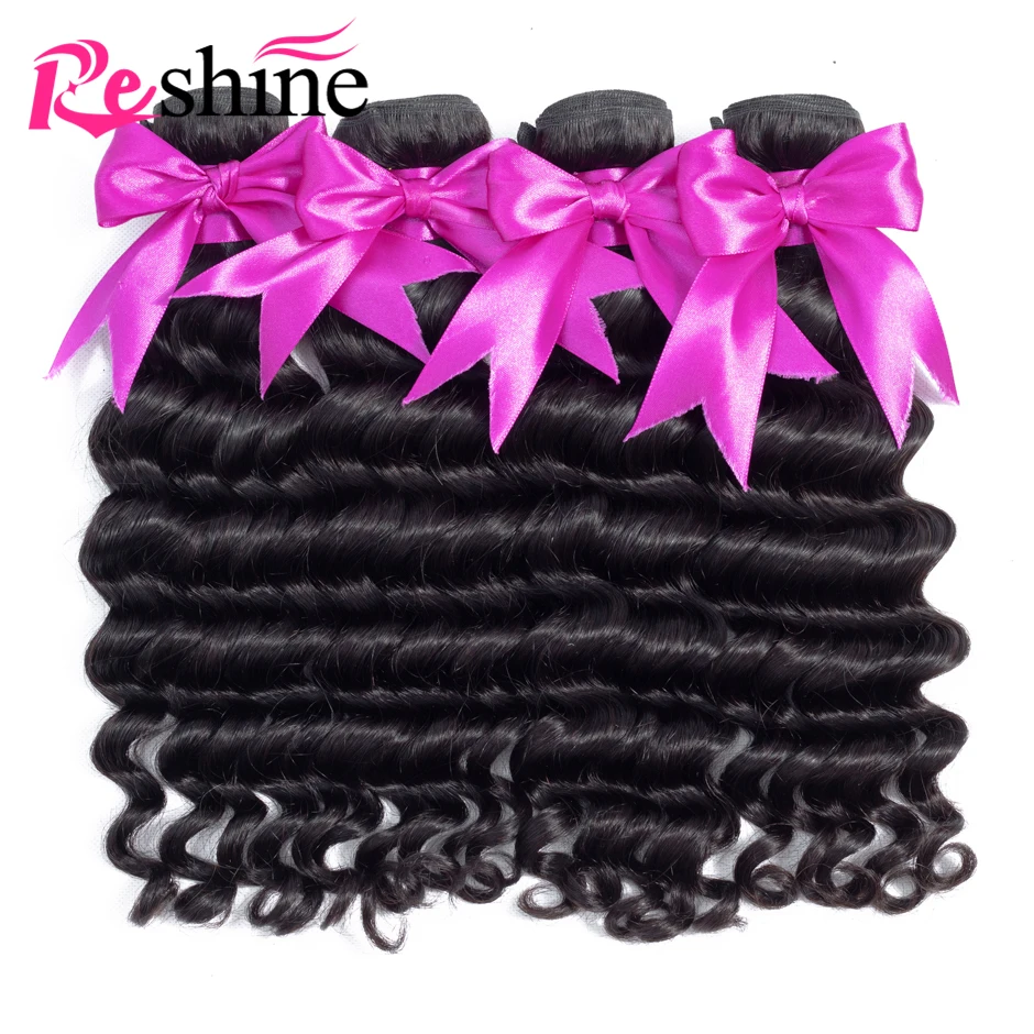 Reshine волосы малазийские свободные глубокие пучки волнистых волос человеческие волосы Weave 3/4 пучки 10-26 дюймов remy Волосы для наращивания