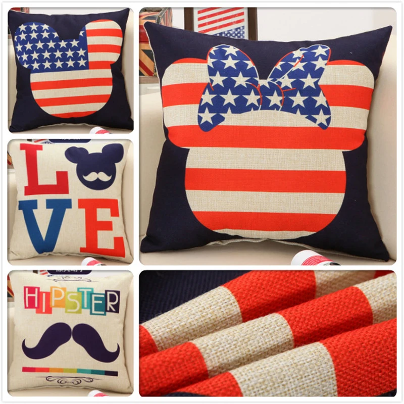 American USA National Flag Print Cushion Cover Creative 18x18inch 45