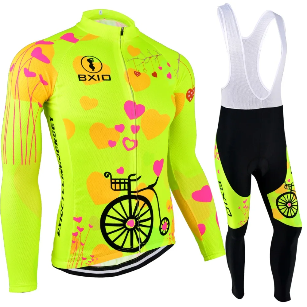 BXIO Mujer Ropa Ciclismo Invierno Pro Team Bike Clothes Fluo Yellow