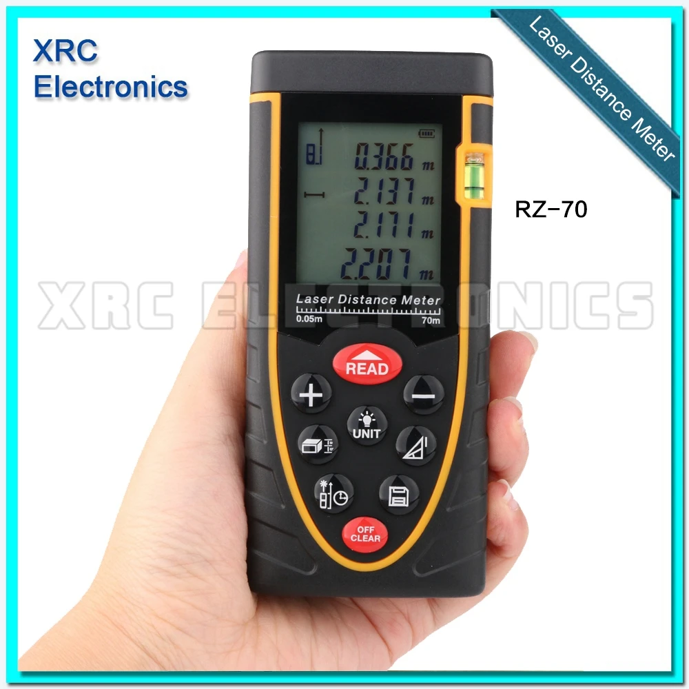 

Retail package Free Shipping RZ70 70m(229ft) Laser distance meter bubble level Rangefinder Range finder Tape measure wholesale