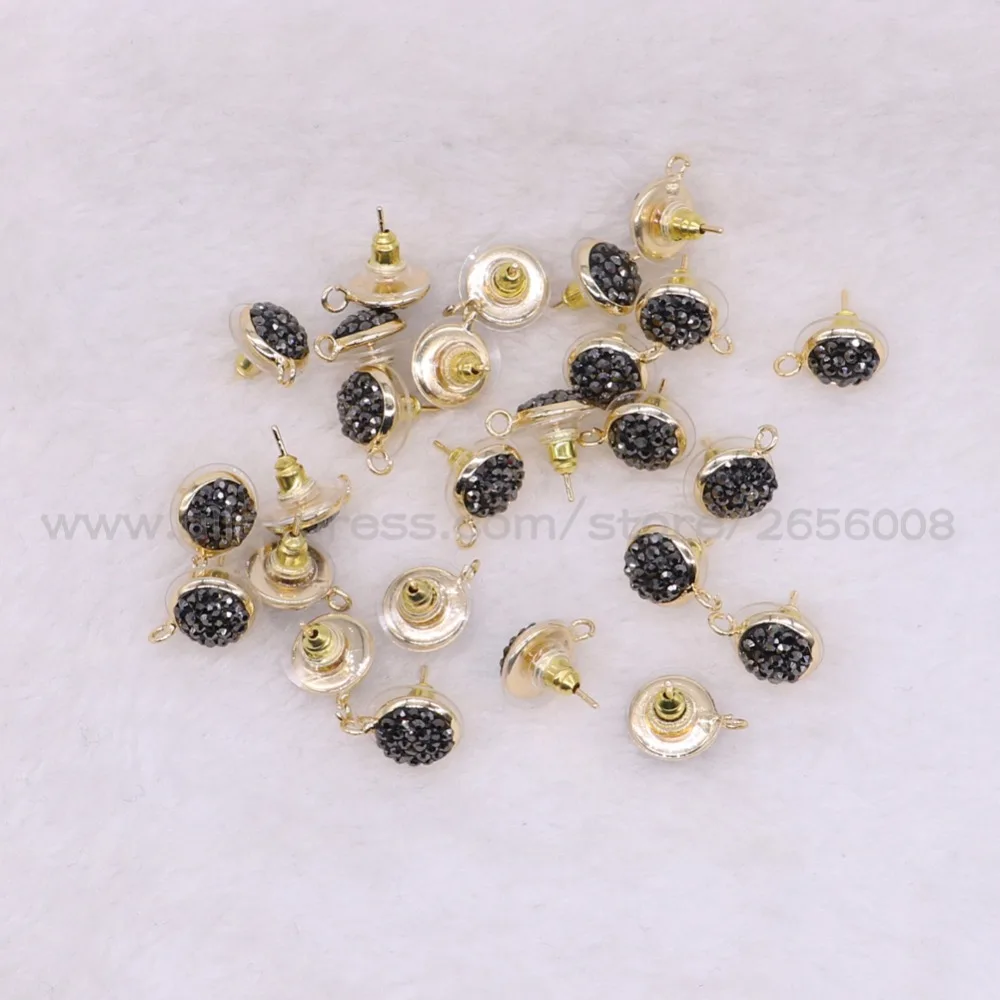 20 Pairs Golden color Round shape earrings stud pave rhinestone fashion
