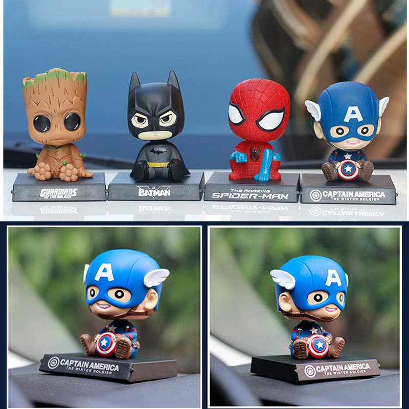 Super Heroes качающейся головой держатель телефона стражи Галактики фигурки аниме детские дерево Для мужчин Spideman подарочные модельные игрушки