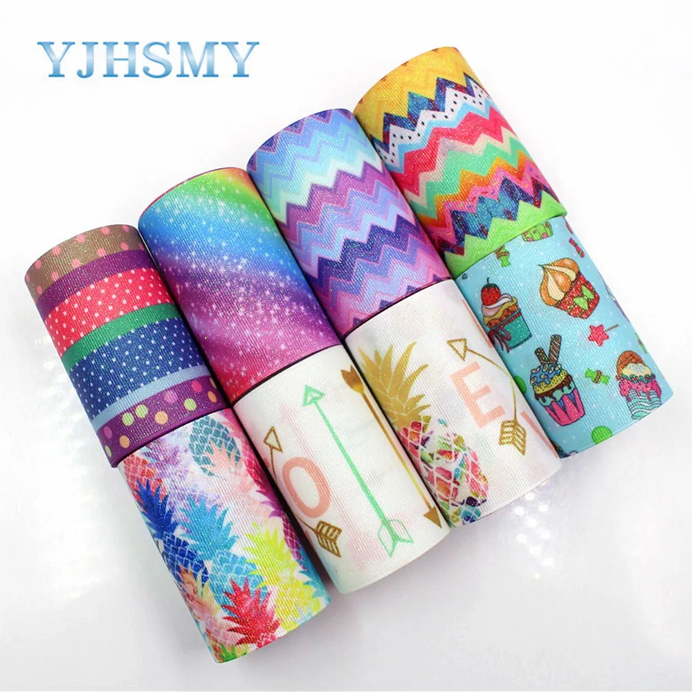 

YJHSMY,C-18106-118,75 mm 5 Yards Flash color Ribbons Thermal transfer Printed grosgrain Wedding Accessories DIY handmade materia