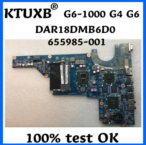 

KTUXB 655985-001 for HP G6-1000 654117-001 para HP G4 G6 placa base DAR18DMB6D0 i3-370M HM55 GT520M 1G 100% probado OK