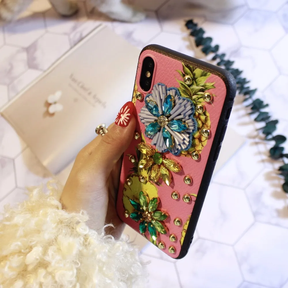 Aoweziic роскошный Liu Dingzhu вышивка прикрепляется для защиты tide fruit iphone XR XS MAX Чехол
