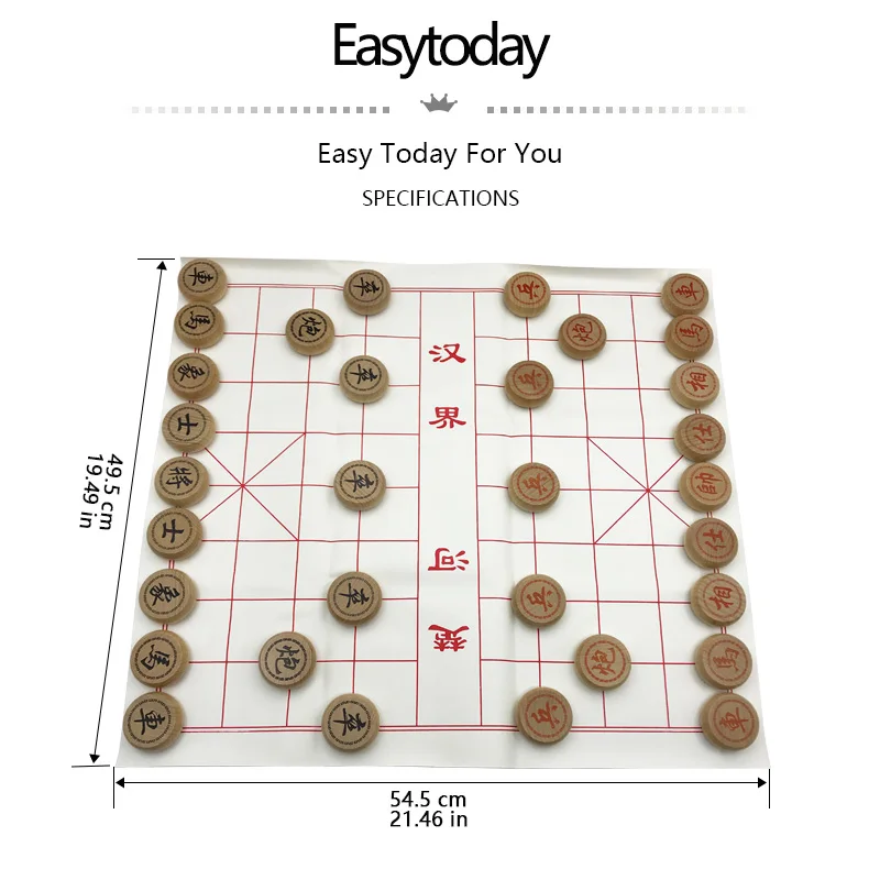 Easytoday китайские шахматные игры набор твердых деревянных шахматных частей
