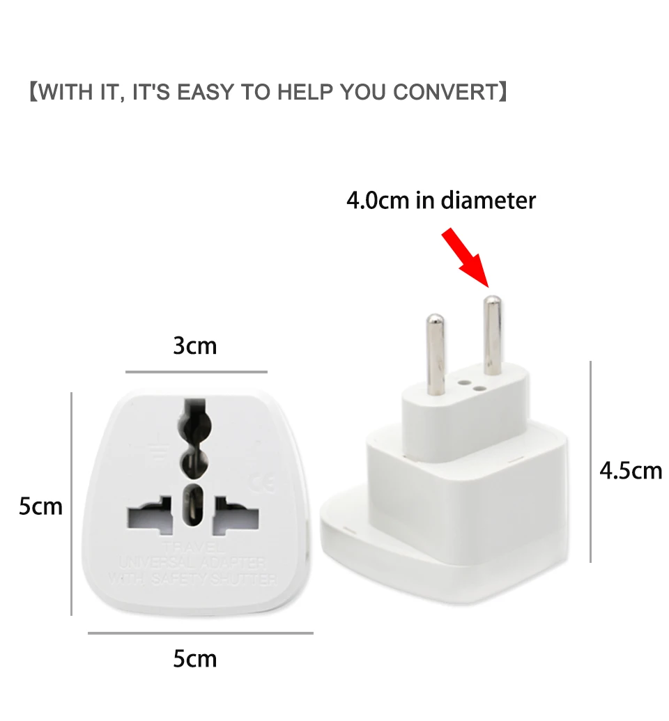 Common 250V 10A Universal US UK AU to EU AC Travel Power Plug European Charger Adapter Conversion Adaptor for Travel Home Use (3)