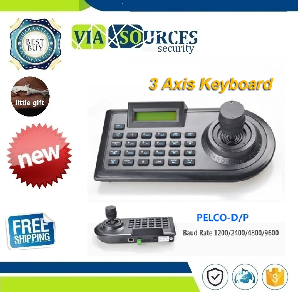 

Security 3D 3 Axis PTZ Joystick PTZ Controller Keyboard RS485 PELCO-D/P LCD Display For Analog CCTV Speed Dome Pan Tilt Camera
