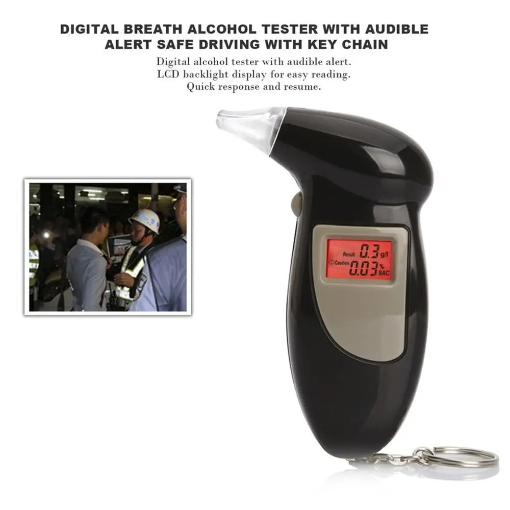 Police Alcotester Backlight Display Professional LCD Alcohol Tester Digital Quick Response Alcohol Detector