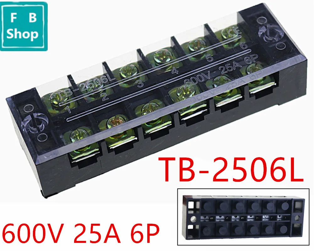 1 шт. электрический провод с 6 позициями TB 2506 2506L 600V 25A двухрядный барьер клеммный