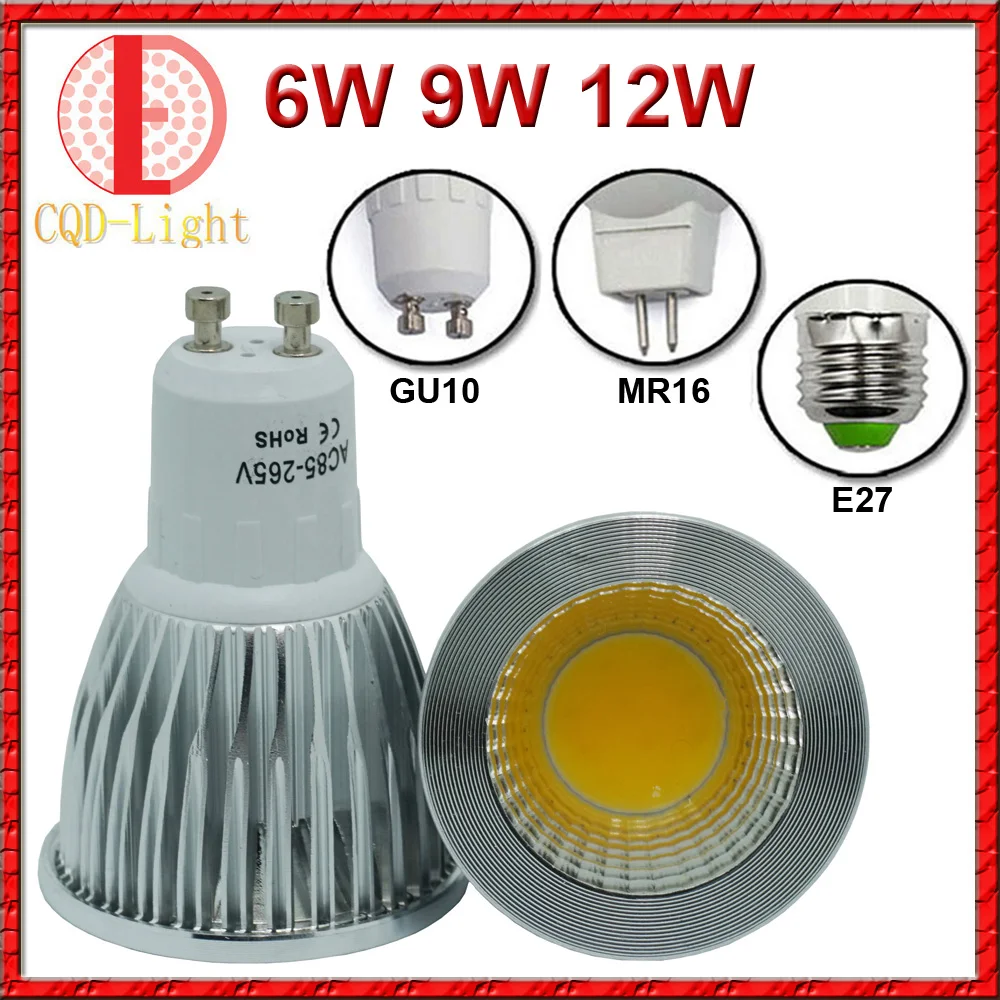 Super Bright Bulbs Light Dimmable Led Warm/White 85 265V 6W 9W 12W GU10