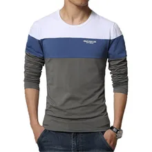 New Arrivals 2017 Brand Slim Fit Long Sleeve T Shirt Men Tee O-Neck Casual Men Patchwork T-Shirt Cotton T Shirts Plus Size M-5XL