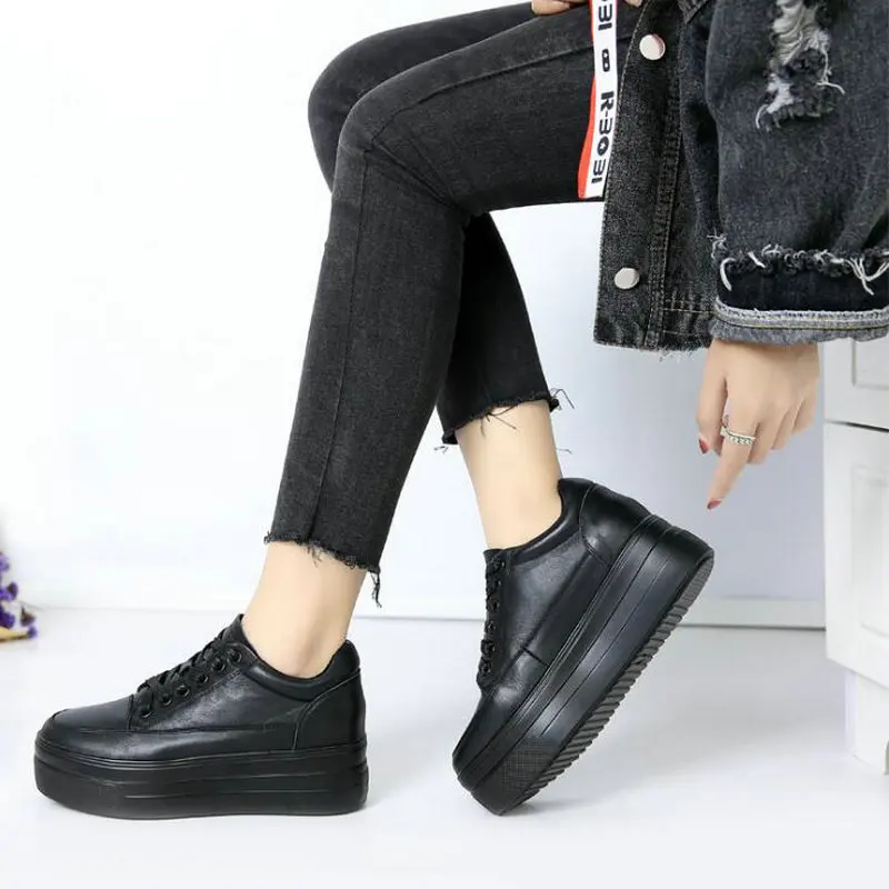 

women Hidden Increasing Platform Wedge shoes Low short snow Ankle BootsBrand Winter Genuine leather keep warm fur Shoes UU-32Z