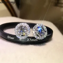 Choucong, элегантные серьги, AAAAA, циркон, cz, настоящее 925 пробы, серебряные, вечерние, свадебные серьги-гвоздики для женщин, хорошее ювелирное изделие