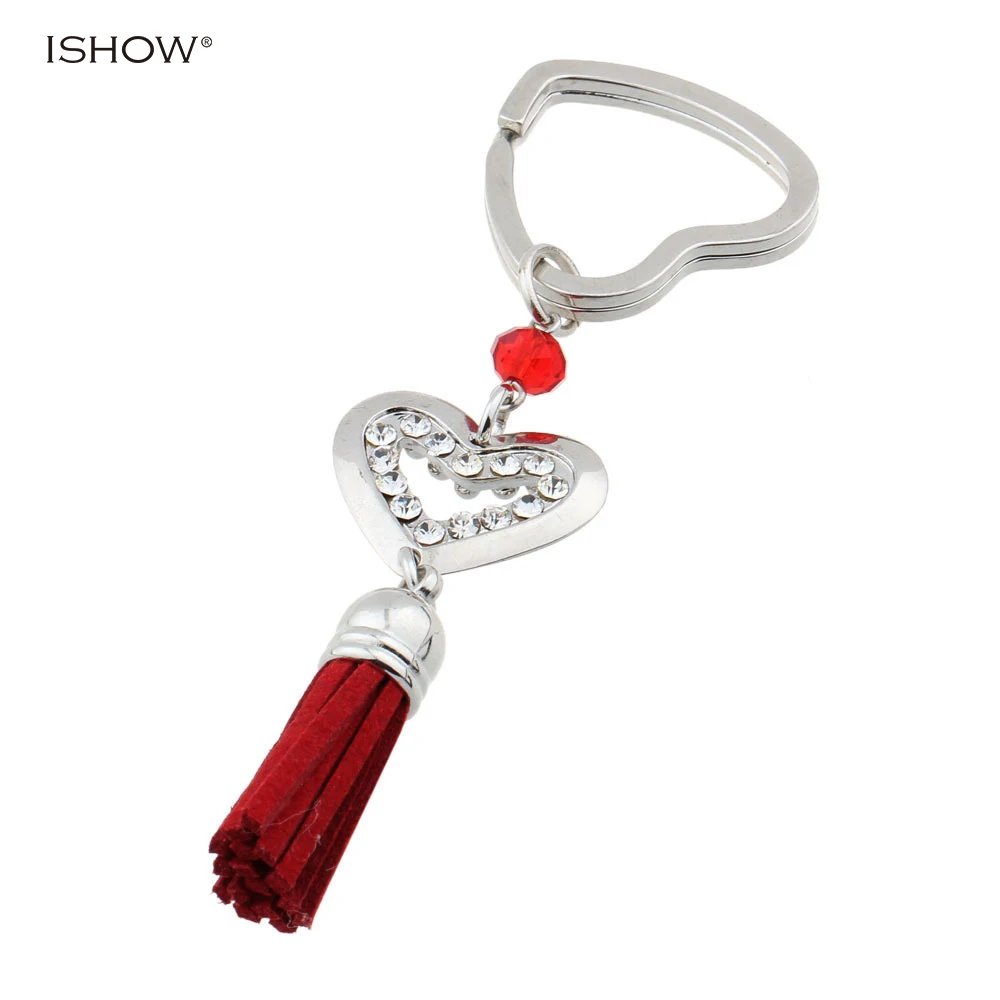 Hot sale and Fashion new heart silver keychains With glass beads and