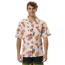 Мужская гавайская рубашка Алоха с карманом хлопковый американский флаг печати рубашка пляжный Тотем рубашка с коротким рукавом