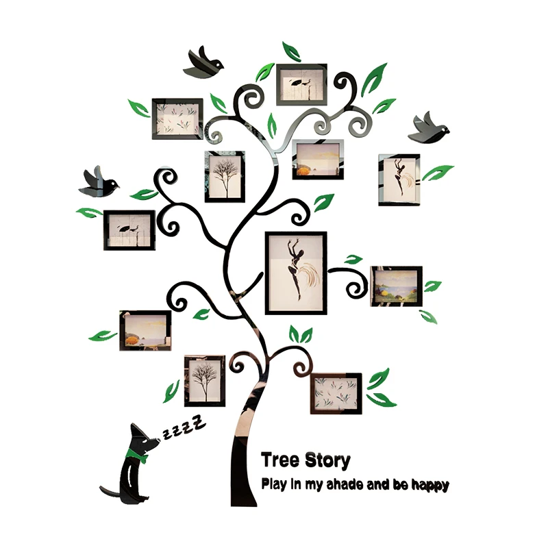 Günstige Fotos rahmen baum Kreative 3D Acryl Wand Aufkleber Niedlichen welpen Schlafzimmer wohnzimmer DIY Kunst wand dekor sofa wand dekoration