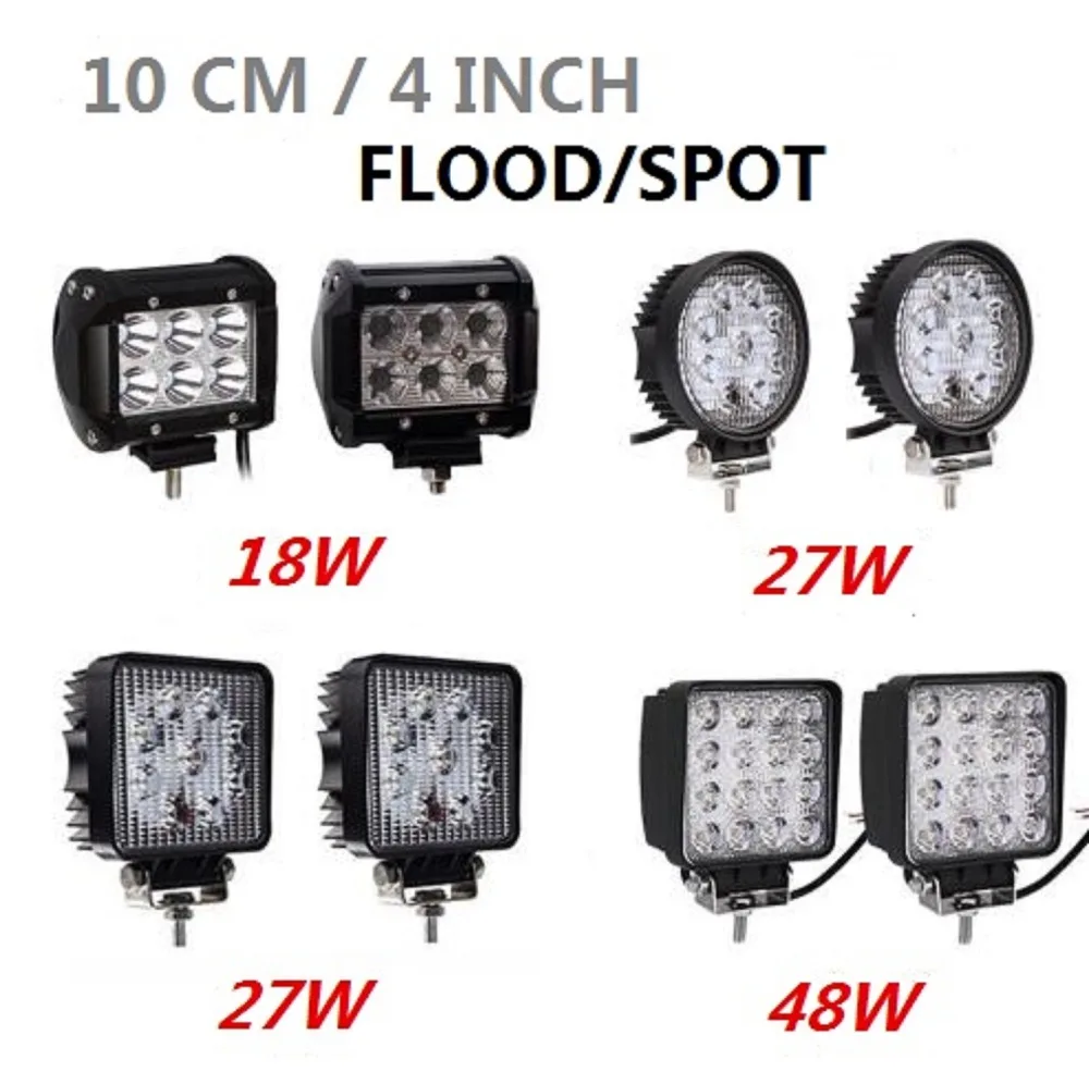 

4inch 10cm 18W 27W 48W Offroad Car 4WD Truck Tractor Boat Trailer 4x4 SUV ATV 12V 24V Spot Flood LED Light Bar LED Work Light