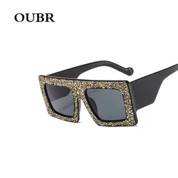 OUBR Trend бренд дизайн маленькая коробка Квадратные Солнцезащитные очки женские горный хрусталь Украшение ремесло солнцезащитные очки