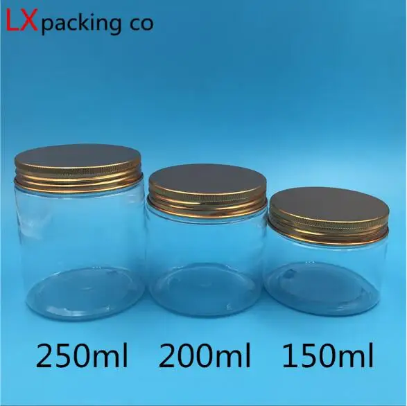 30 шт. 50 100 150 200 250 ML прозрачный Пластик банку бутылки из розового золота крышкой 1 3 6