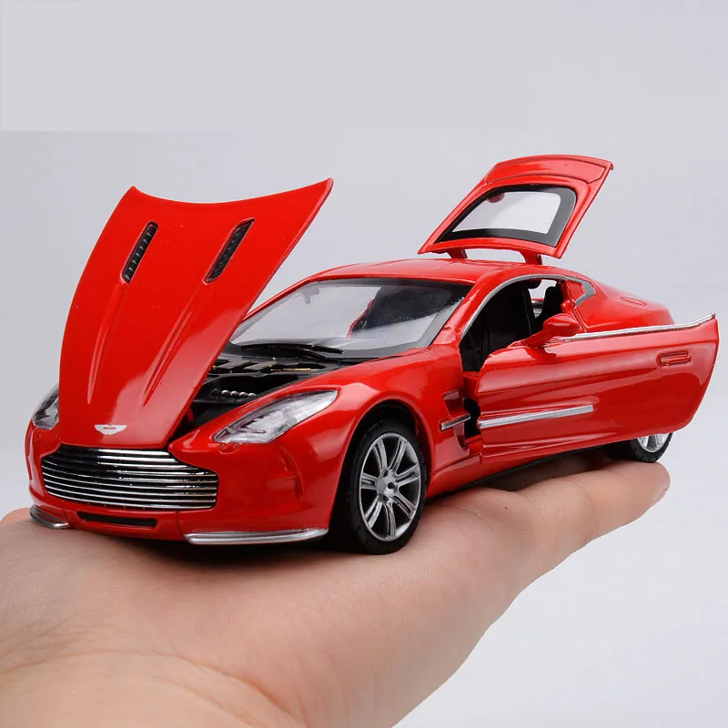 Mnotht 1/32 Aston Martin литая под давлением модель автомобиля игрушечные транспортные средства детские подарочные коллекции Pull Back звуковые огни игрушечная машинка из сплава модель mo - Цвет: Красный