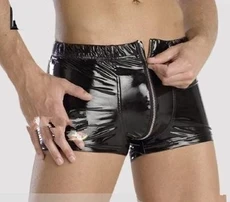 

2017 Hot men sexy underwear black boxers new men's boxer sexy gay underwear leather zipper underwear