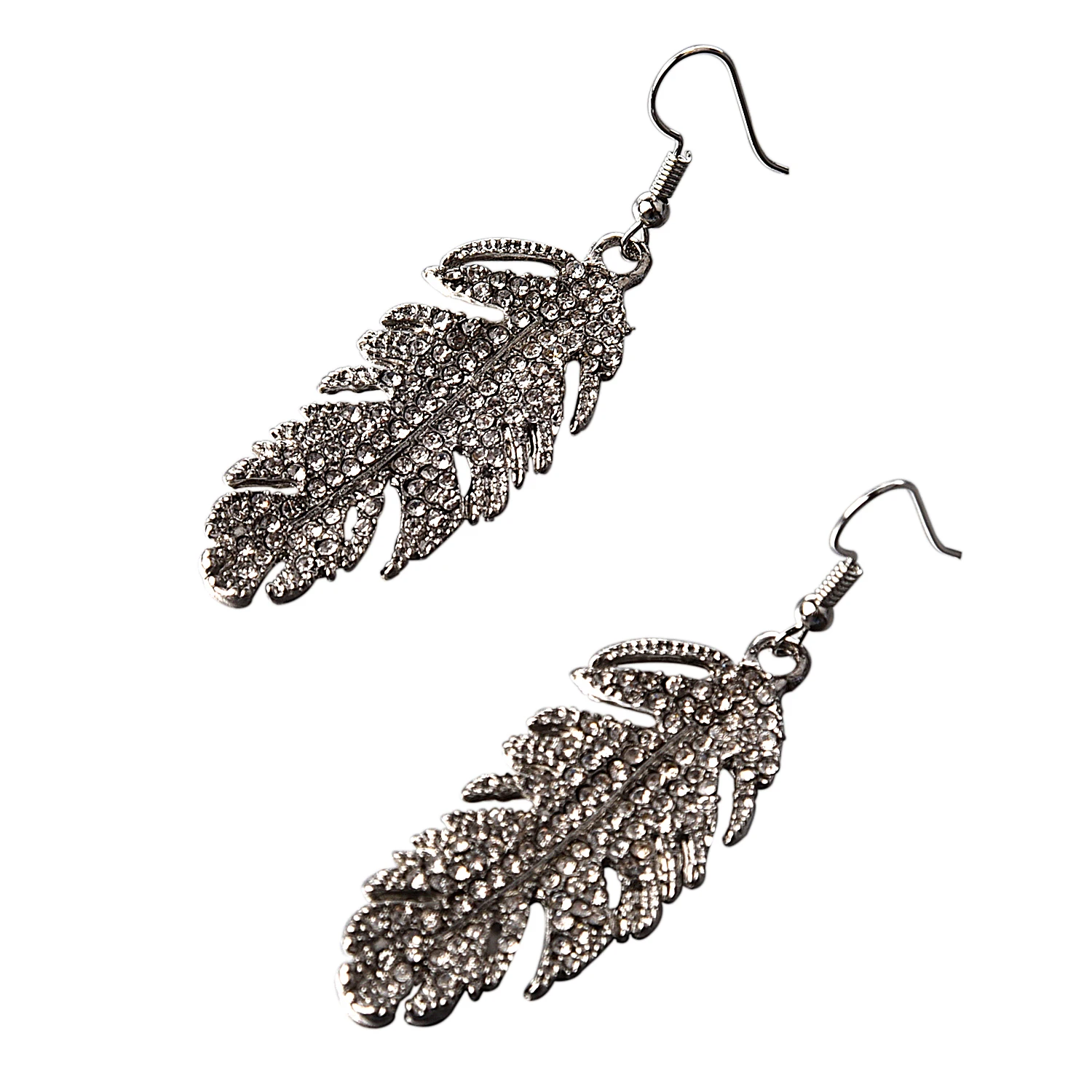 

Earrings for Woman Crystal Feather Silver