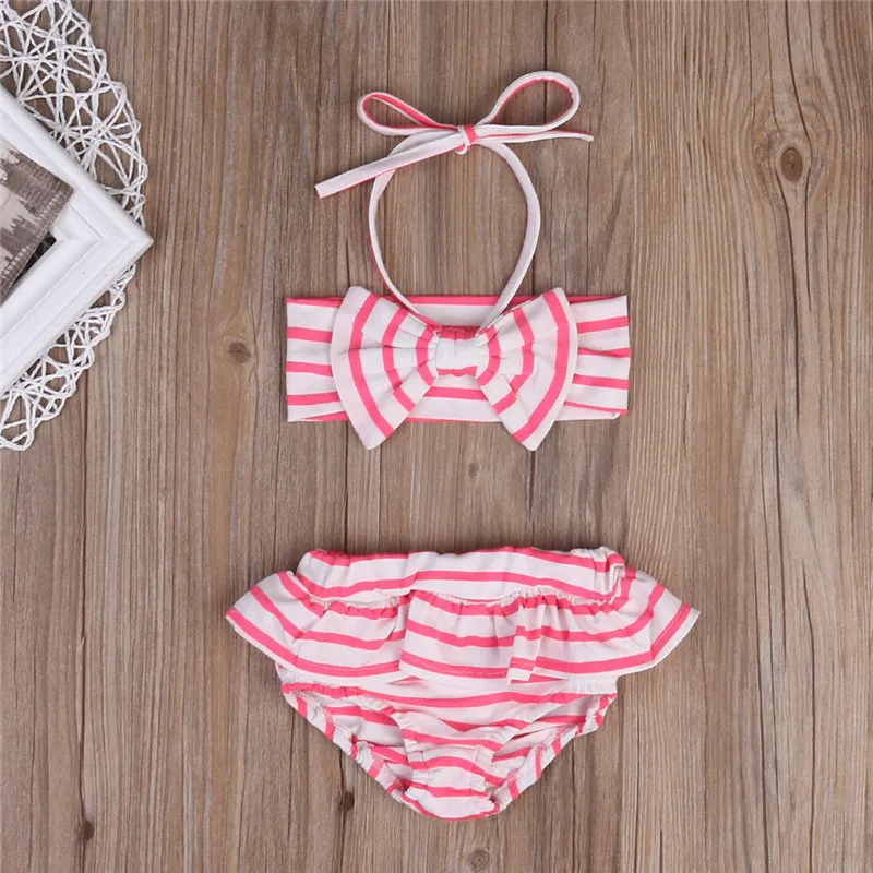 

Kids Baby Girls Pink Bikini Set Swimsuit Swimwear Bathing Suit Swimming Clothes 2017 Summer Style Children Swimwear 2-7 Years