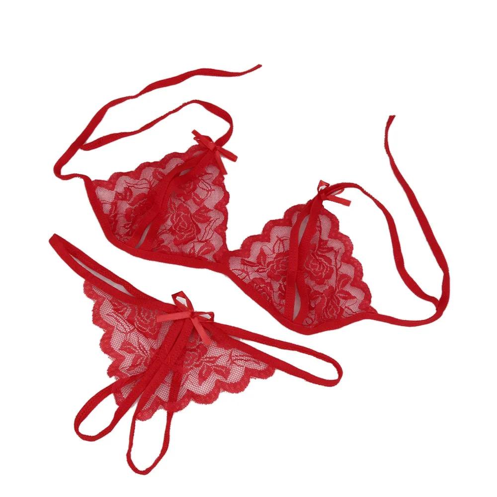 Сексуальные трусики бюстгальтеры Для женщин сексуальное женское белье кружевное нижнее белье, одежда для сна, стринги нижнее белье, одежда для сна - Цвет: Красный