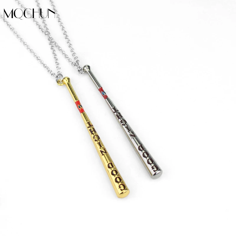 

MQCHUN Jewelry Hot Movie Suicide Squad Collar Baseball Bat Necklace&Pendant Harley Quinn Necklace Women Men Souvenir 2 Colors