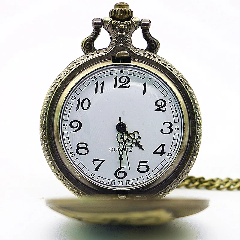 Vintage-Bronze-Train-Front-Locomotive-Engine-Quarzt-Pocket-Watch-Pendant-Necklace-Gifts-Clock