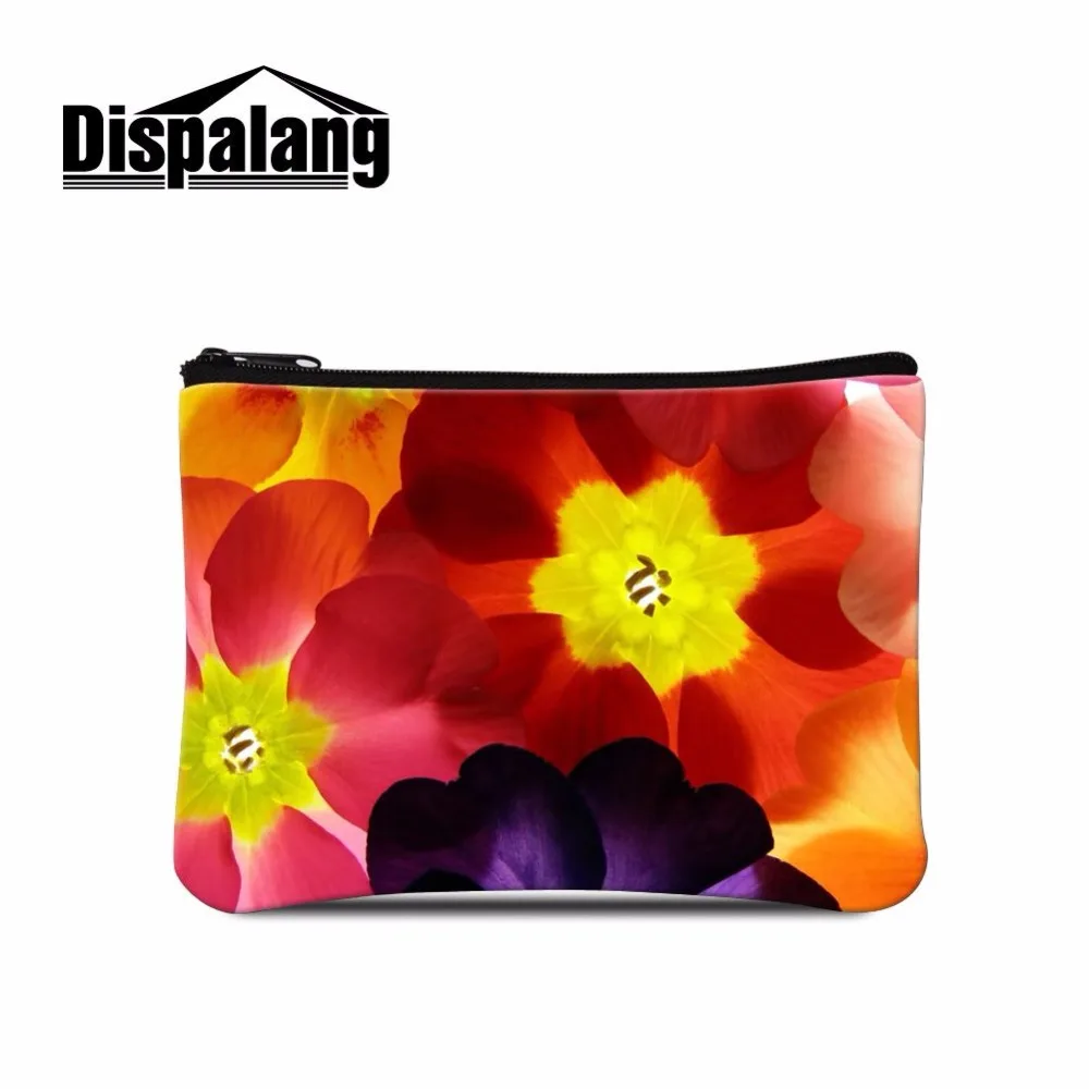 

Dispalang floral pattern mini change coin purses lady short coin pouch children wallet card holder/case bag makeup organizer bag