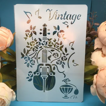 

29*21cm A4 Vintage Music Violin DIY Craft Layering Stencils Painting Scrapbooking Stamping Embossing Album Paper Card Template